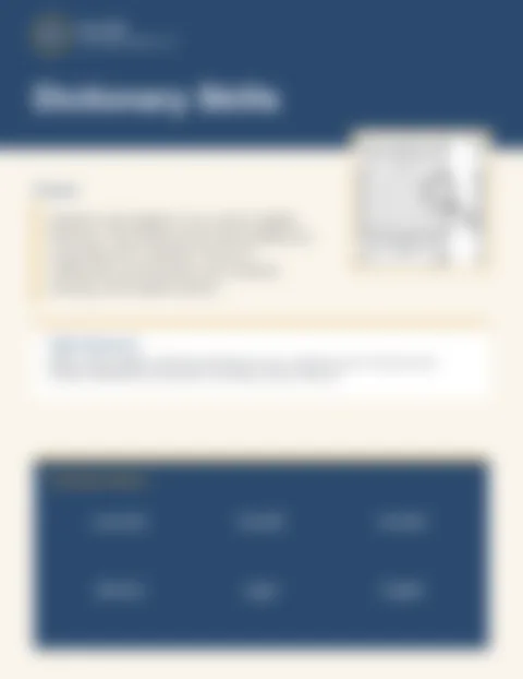 Blurred preview of inside pages from Dictionary Skills. Select to enlarge.
