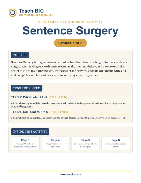 Blurred preview of inside pages from Sentence Surgery. Select to enlarge.