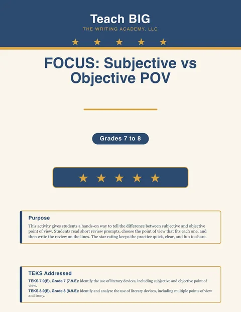 Blurred preview of inside pages from Subjective vs Objective POV. Select to enlarge.